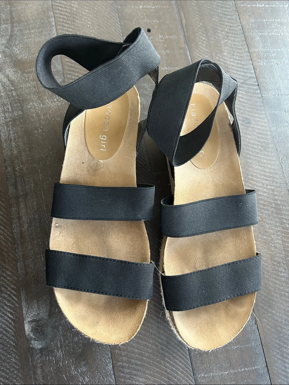 Madden Girl Black Elastic Espadrille Platform Sandals